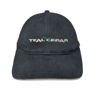 Teal Cedar Strapback Hat Black Adjustable Embroidered AJM International